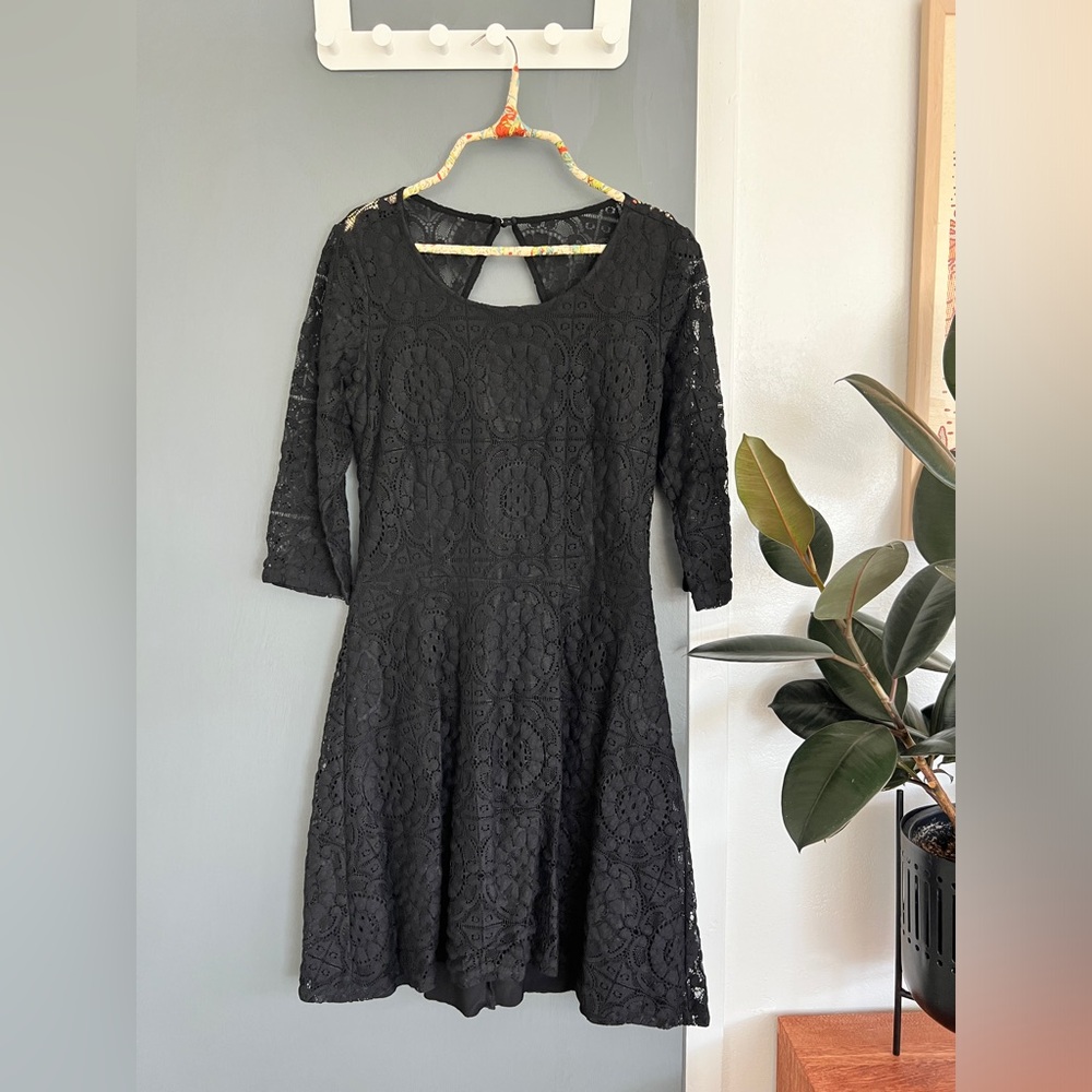 Black lace fit & flare dress